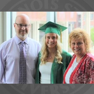 Student Sawyer Schoon and parents Kelly Schoon and Perry Schoon.